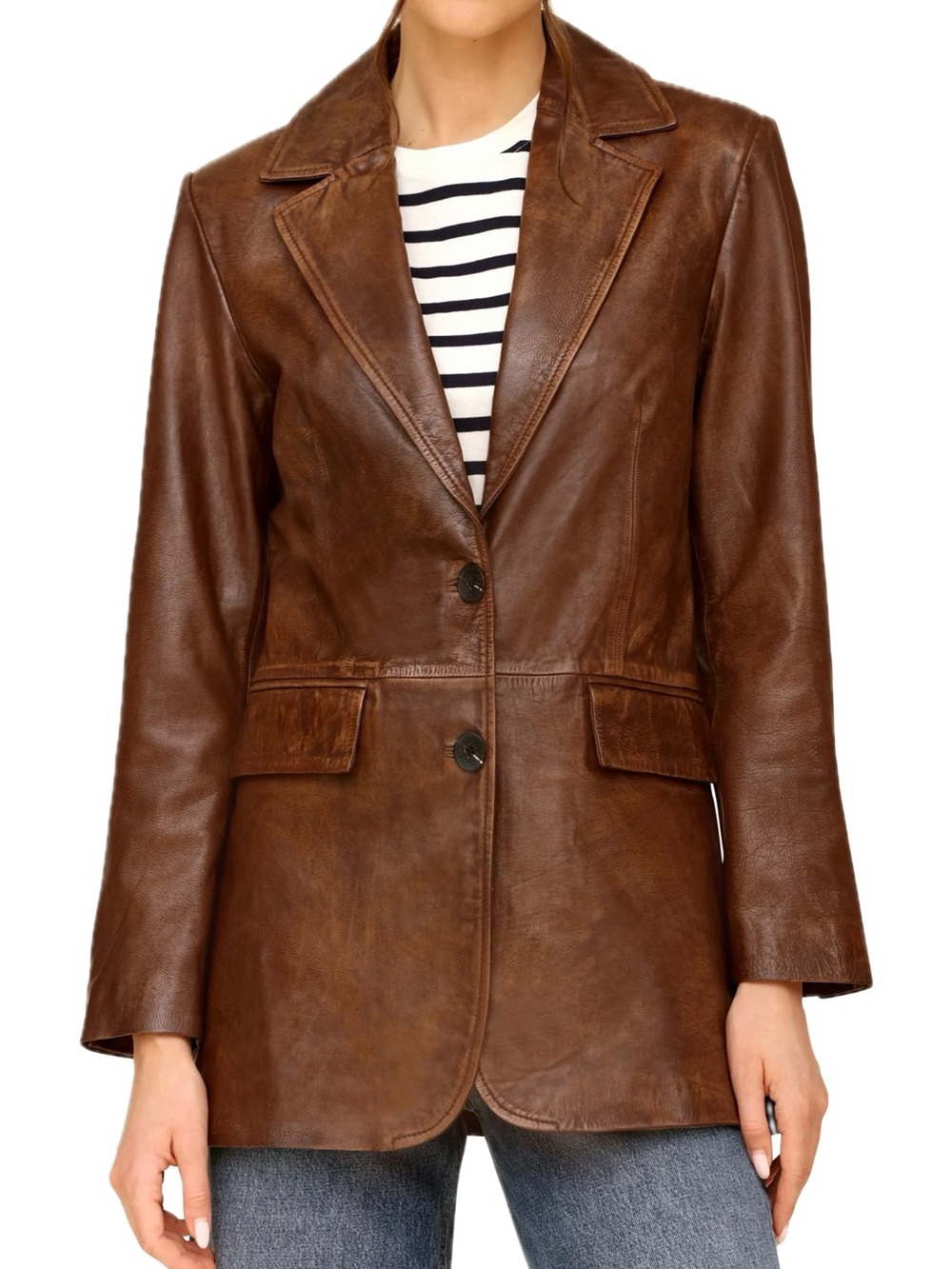 Avec Les Filles Vintage Brown Leather Jacket